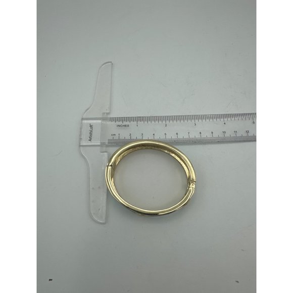 Mint and Gold Enameled Clam Close Cuff Bracelet - Picture 6 of 6